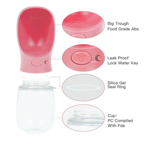 Pink Dog Water and Food Bottle